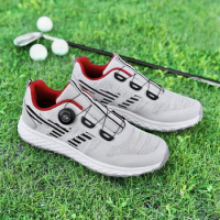 Men's Golf Shoes Button Quick Lacing Shoes Outdoor Sneakers Fashion Golf Sports Shoes Golf Waterproof Anti-slip Sneakers