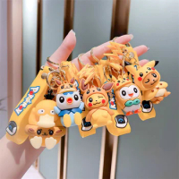 5PC/Lot Anime Pokemon Keychain Cosplay Pikachu Eevee Keyring Psyduck Pokémon Keychains Anime Figure Bag Pendant Doll