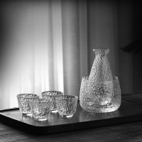 玻璃溫酒器分酒器酒杯套裝白酒杯一口杯家用日式創意錘紋酒具禮盒