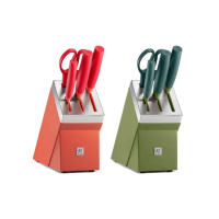 【ZWILLING 德國雙人】Now S自磨刀具/刀座五件組-萊姆綠/石榴紅2色任選(德國雙人牌集團官方直營)