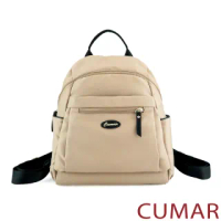 【CUMAR】輕量防潑水尼龍後背包(卡其色)