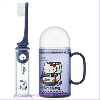 asdfkitty*KITTY藍紫色兒童牙刷漱口杯隨身組-日本正版商品
