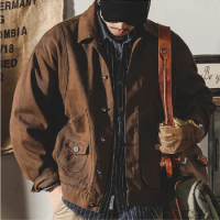 Spring Fall men's jacket American cargo retro heavy denim jacket Fashion brand loose casual hunting coach jacket size 4XL
