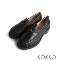 【KOKKO 集團】簡約英倫學院風厚底樂福鞋(黑色)