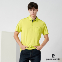 Pierre Cardin皮爾卡登 男款 吸濕排汗肩剪接配色短袖polo衫-芥綠色 (3227201-45)
