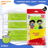 Masker Anak Medis 3Ply NICESO Isi 10Pcs Warna Lime 3 Ply Earloop Surgical Mask Kemenkes