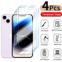 4Pcs Full Cover Screen Protector for iPhone 15 14 13 12 11 Pro Max Mini Protective Glass for iPhone X XR XSMax 15 Plus Glass