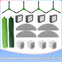 Fit For iRobot Roomba Combo j5, j5+ Plus, i5, i5+ Plus Replacement Spare Parts Roller Side Brush Hepa Filter Dust Bag