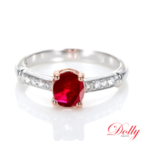 【DOLLY】1克拉 18K金GRS無燒緬甸紅寶石鑽石戒指(019)