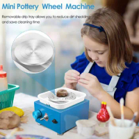 Mini Pottery Wheel Electric Pottery Forming Machine Turntable DIY Clay Tool Ceramic with 6.5 10CM 2 Turntable Tray Sculpting Kit