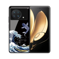XFold Funda Case for Vivo X Fold Fish Dragon Crane Pattern Tempered Glass Coque Protection Mobile Phone Case Cover Capa