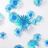 40Pcs 3D Mirror Flowers Wall Sticker for Kids Room Art Wall Decals Home Blue Wedding Floral Wall Decorations Living Room Decor