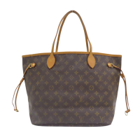 【二手名牌BRAND OFF】LOUIS VUITTON LV 路易威登 棕色 原花帆布 Neverfull MM 肩背包 M40156