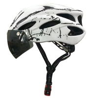 廠家直銷山地自行車頭盔風鏡一體代駕安全帽公路單車騎行頭盔男女