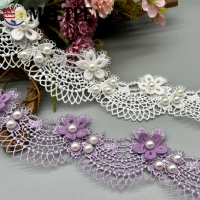 Ruy Băng Đính Cườm Ren Hoa 3D, 4Yards, Viền Ngọc Trai, Để Trang Trí Váy Cưới Và Quần Áo, Trang Trí C