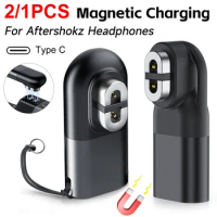 Magnetic Charger Converter 90 Degree Bending Charging Adapter Type C Connector with Lanyard Hole for Aftershokz Headphones