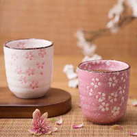 Coffee Mug Ceramic Tea Cup Japanese Pottery Cups Vintage Water Cups Mugs Creative Cherry Blossoms Teaware