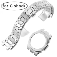 WatchBand Accessories for GSHOCK GA2100 Stainless Steel Watch Case Waterproof Bracelet Rubber Strap Men Silicone Steel Strap