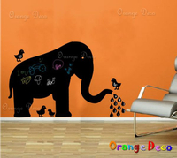 壁貼【橘果設計】大象 創意塗鴉黑板貼 60x90cm 贈刮板 水平儀
