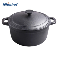 20/23/25/28CM Cast Iron Double Stripe Frying Pans Thickened Deepened Soup Pots Home Uncoated Dual-purpose Kitchen Cooking Tools
