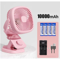搖頭小電風扇(加強粉紅色+4節2500毫安培電池+usb充電線+電池充電器)