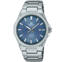 【CASIO 卡西歐】EDIFICE 輕薄八角錶殼不鏽鋼賽車腕錶/銀x藍面(EFR-S108D-2A)