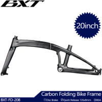 Carbon Folding Bike Frame 20er Disc Brake Can Use MTB 406 or Road 451 Tires Carbon Lightweight 20inch Folding Bike Frame Fork