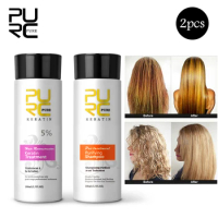 PURC Brazilian Keratin Hair Treatment Shampoo Set Professional Smoothing Straightening Curly Repair Frizzy Products Hair Care
