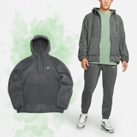 Nike 連帽外套 NSW Style Essentials Jacket 男款 深灰 綠 休閒 搖粒絨 長袖 DD4883-068