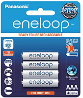 日本製 Panasonic eneloop 4號AAA(小顆) 4入 充2100次低自放電電池, 4顆送電池盒