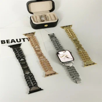 1pc Double Row Chain Stainless Steel Apple Watch Band 44/45/49mm 38/40/41mm For Apple Watch Series Ultra2 Se 9/8/7/6/5/4/3/2/1