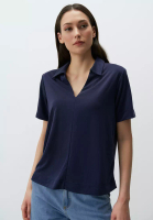 Jimmy Key Jimmy Key Navy Blue Polo Collar Short Sleeve Basic Knitted T Shirt