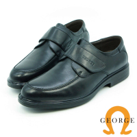 GEORGE 喬治皮鞋 氣墊系列-牛皮圓頭寬楦魔鬼氈紳士鞋-黑色715227IX-10
