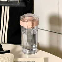 全城熱賣 - 簡約水杯塑膠耐高溫帶茶隔便攜男女生高顏值夏天直飲泡茶隨行杯子粉色360ml【送杯刷】