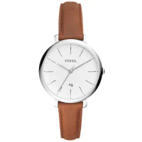 【FOSSIL】文青指針女錶 皮革錶帶 白色錶面 日期顯示(ES4368)