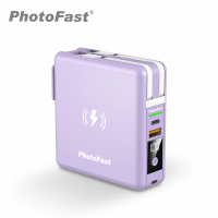 【Photofast】MutiCharge 10000mAh MagSafe無線充電+PD雙快充 五合一自帶線行動電源-京都紫/Lightning+Type-C充電線