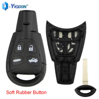 YIQIXIN Soft Rubber 4 Buttons CAR Key Shell For SAAB 93 95 9-3 Sport Sedan Sport Combi Wagon 9-5 WF Convertibl 2003-2011 Keyless