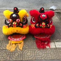 Pure Wool Lion Dance Costume Adult Lion Head Performance Equipments Chinese Lion Dancing Costumes Advertising Costume