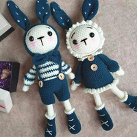 DIY手工制作精靈兔娃娃毛線玩偶鉤針編織勾線材料包情侶禮物【四季小屋】