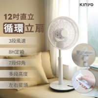 【KINYO】12吋定時立式循環扇 智能遙控電風扇/電扇 附無線遙控器(7段仰角調節.3檔風速調節)