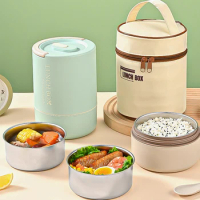 Portable Lunch Box Set With Spoon 304 Stainless Steel Thermal Food Container For Students Aldults