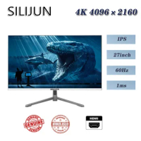 SILIJUN 27inch 60Hz LED Monitor 4096×2160 Screen 4K HD Gaming HDMI Flat Panel Portable Monitor