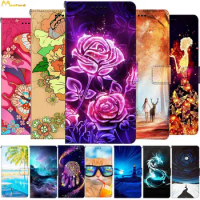 Fashion Painted Flowers Case For Oneplus 9 Pro EU 9R Wallet Flip Cover Coque One Plus Nord CE 2 Lite 5G Leather Case Card Slots