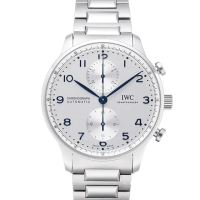 【IWC 萬國錶】新葡萄牙計時鏈帶腕錶x白面藍字x41mm(IW371617)