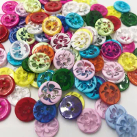 50/100PCS 13mm 2 Holes Round Flower Resin Buttons Knopf Random Mixed Color Sewing Buttons Decoration Buttons PT95