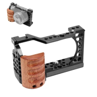 PULUZ Wood Handle Metal Camera Cage Stabilizer Rig For Sony A6400 / A6300 / A6100 / A6000