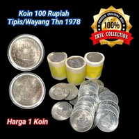 Koleksi Uang Kuno Koin 100 Rupiah Tipis/Wayang Thn 1978 Gress Lustre Original