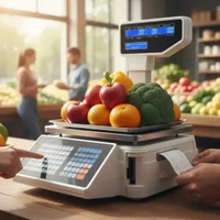 Timbangan Digital 30 Kg | Printer Label Barcode Harga | Display LED Timbangan Kasir Toko Buah