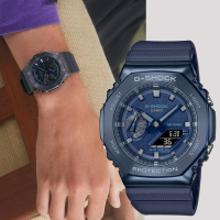 【CASIO 卡西歐】G-SHOCK 八角農家橡樹 金屬錶殼 雙顯手錶-深海藍(GM-2100N-2A)