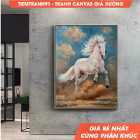 Tranh treo tường, White Horse Painting Horse Decor Horse Oil Painting Large Canvas Art Large Oil Pai